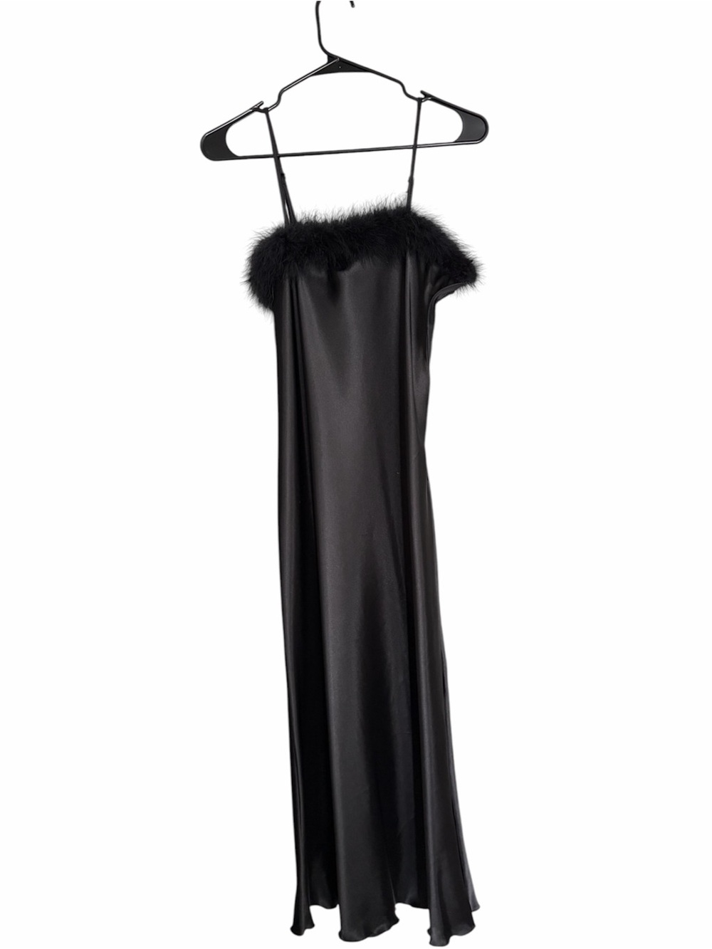 Bebe Women's Maribou Feather Satin Slip Dress